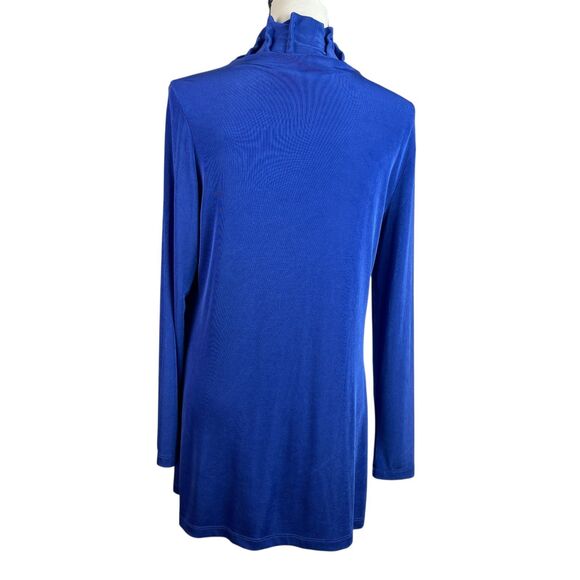 Chico’s Travelers Open Front Cardigan Size 1 (Medium) Blue Ruffle Long Sleeve - Picture 6 of 10